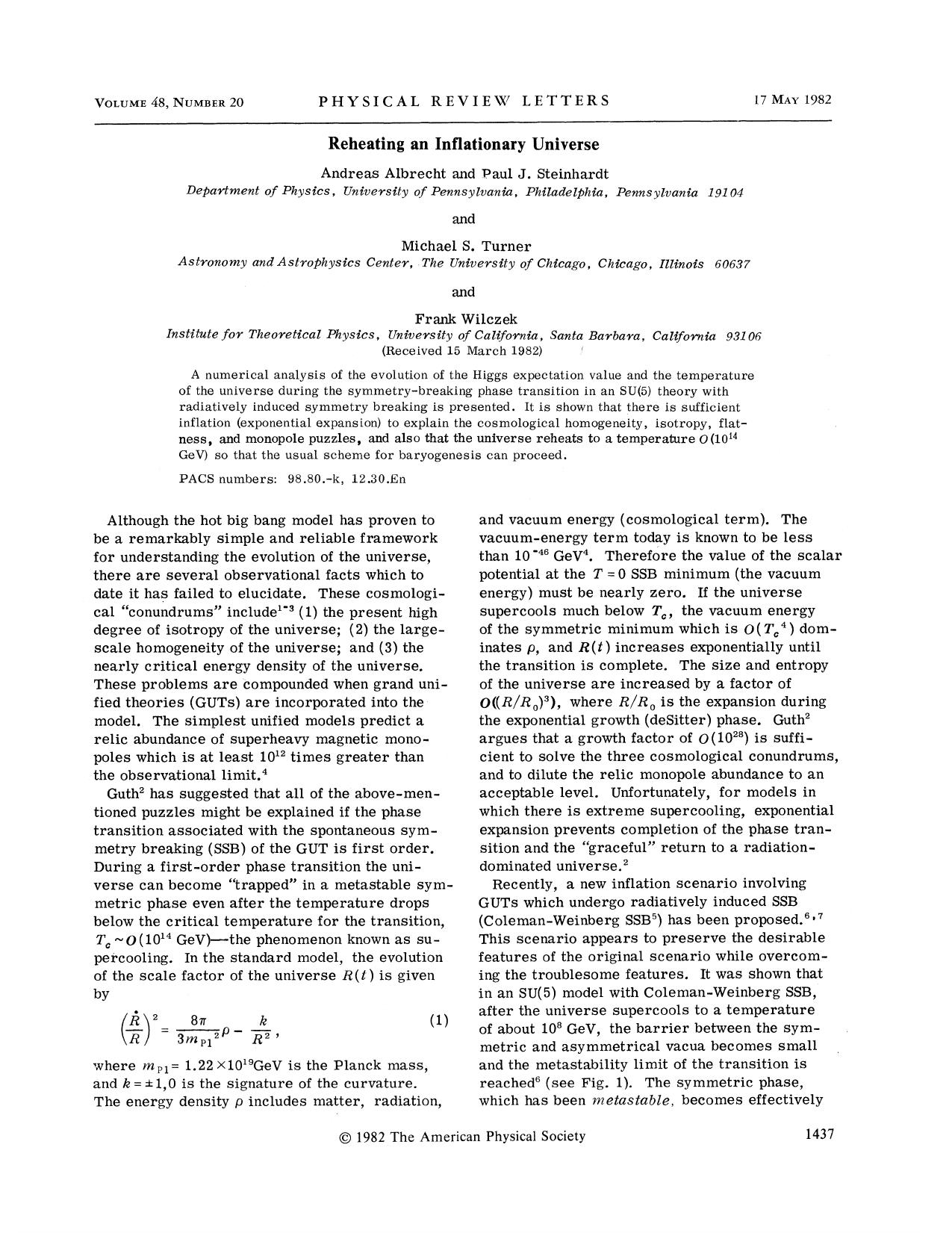 Reheating an Inflationary Universe