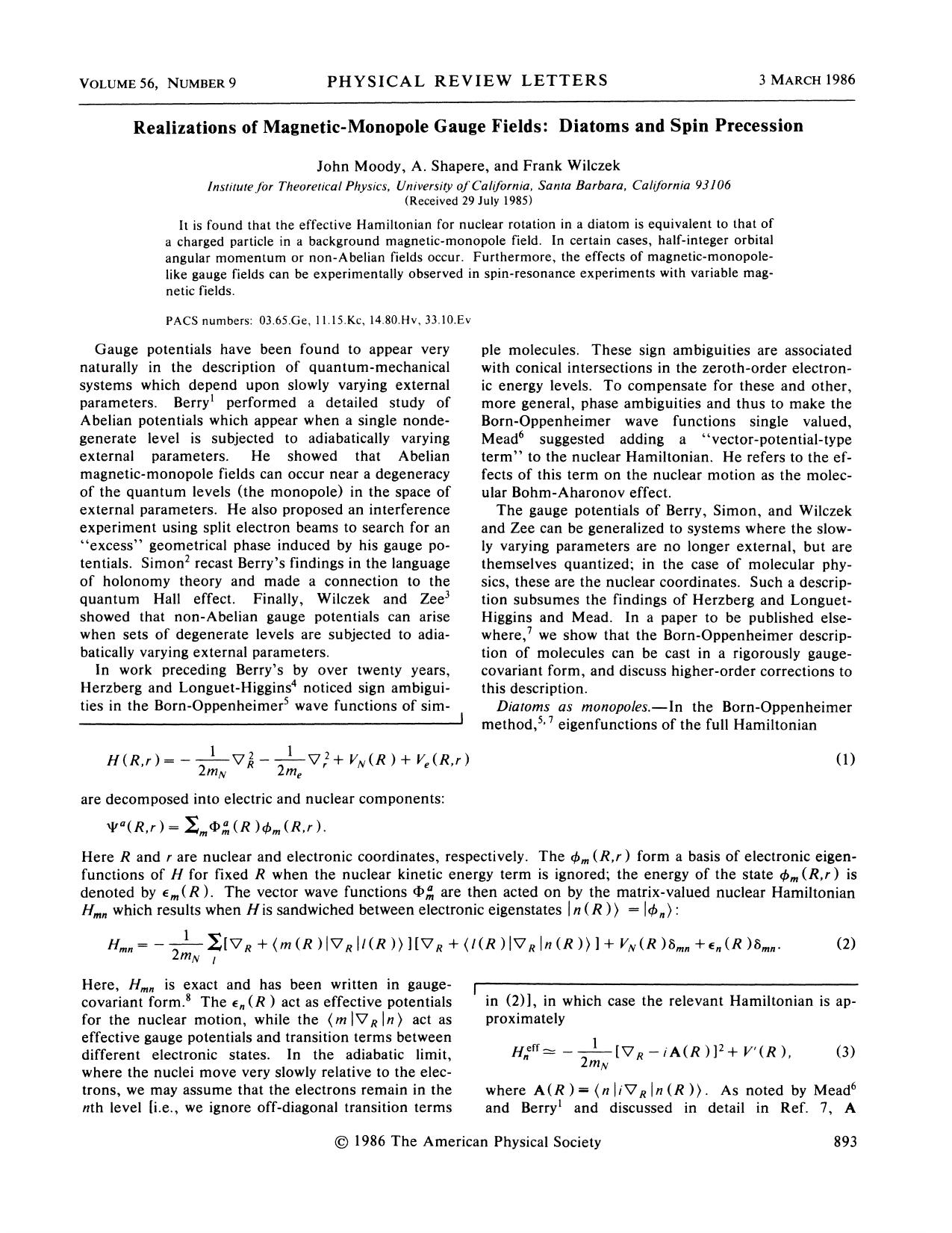 Realizations of Magnetic-Monopole Gauge Fields: Diatoms and Spin Precession