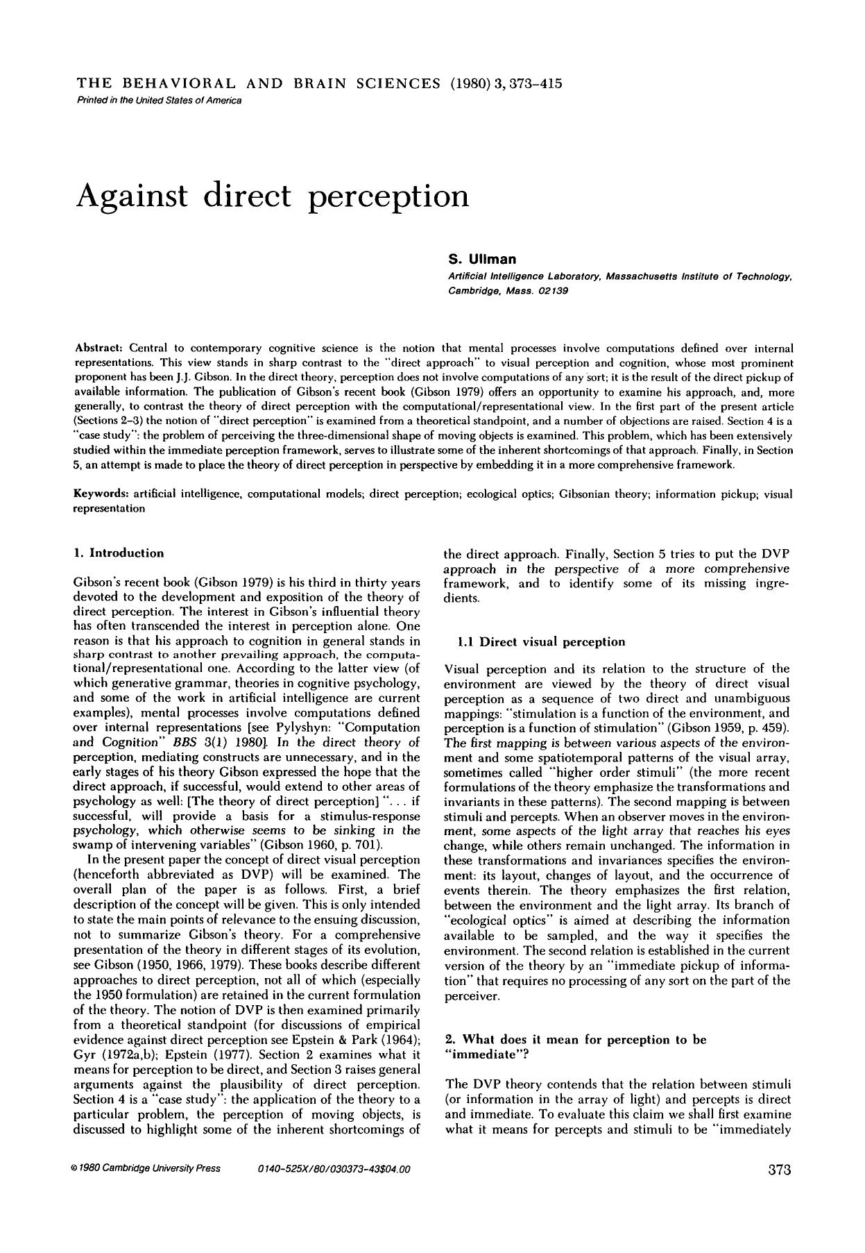 Direct vs. representational views of cognition: A parallel between vision and phonology